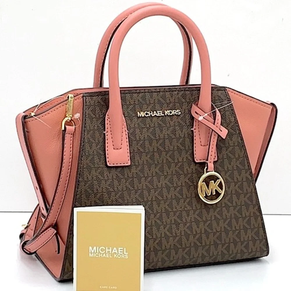 Michael Kors Avril Small Logo Top-Zip Satchel Sunset Rose